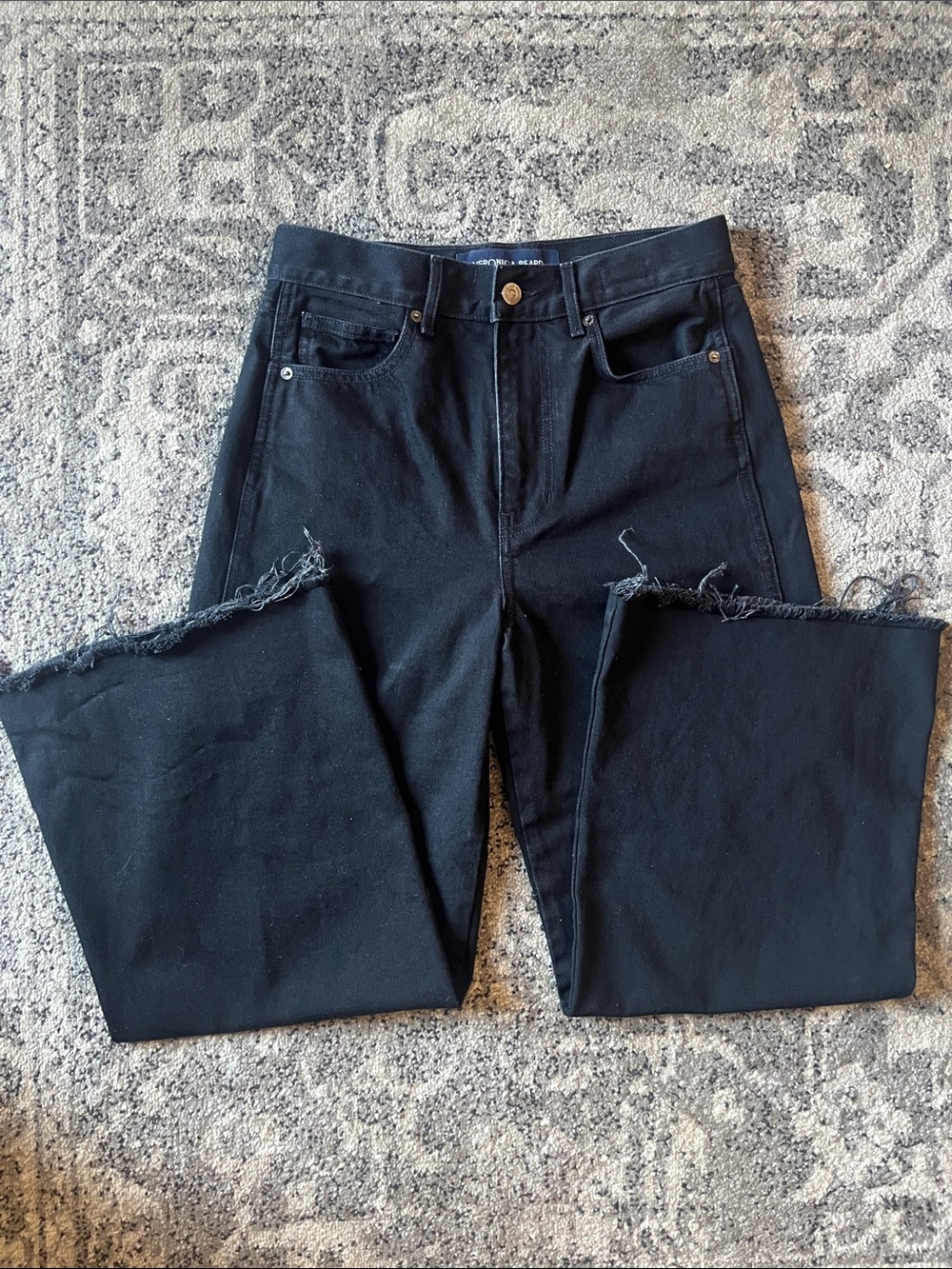 Veronica Beard Black Taylor Wide-Leg Crop High Rise Jeans